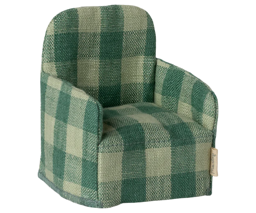 Maileg Fåtölj till Mus Rutig Grön - Stora Rutor Klargrön