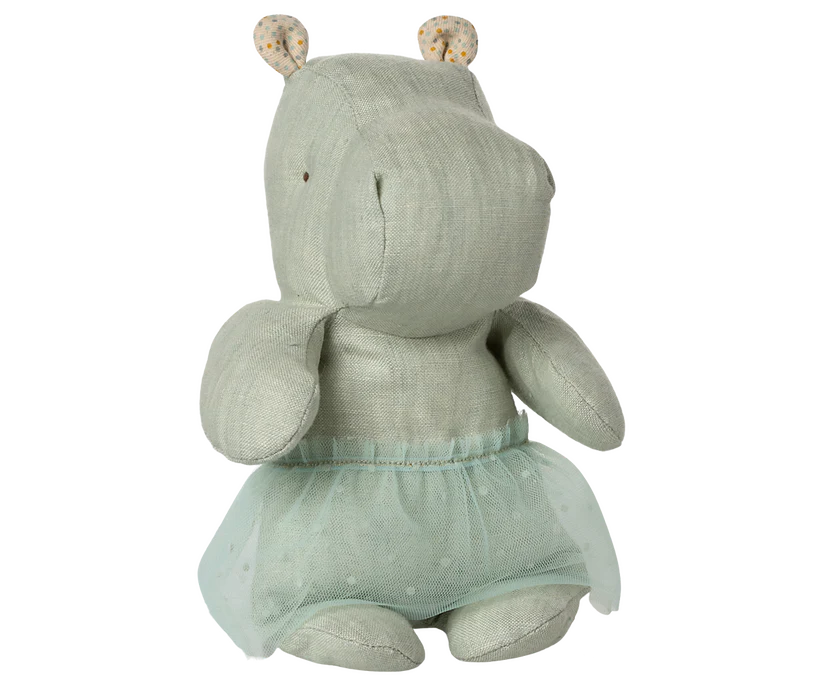 Maileg Flodhäst Small med Ballerinakjol Blå - Safari Friends Ballerina Hippo With Skirt Mint