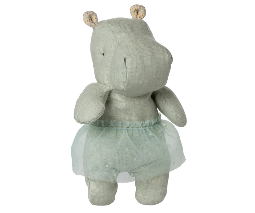 Maileg Flodhäst Small med Ballerinakjol Blå - Safari Friends Ballerina Hippo With Skirt Mint