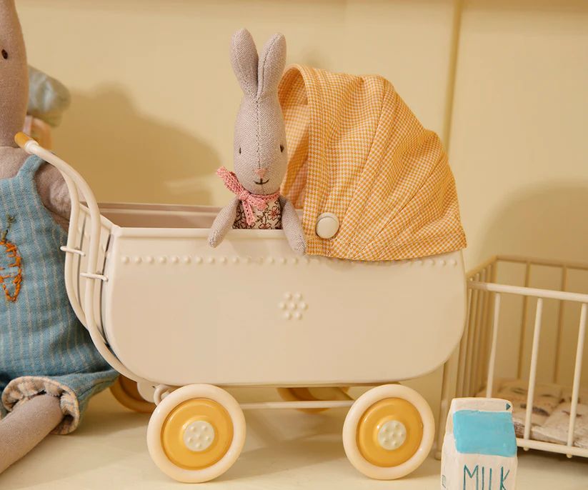 Maileg Vintage Barnvagn till Kaniner Gul - Pram Micro Yellow
