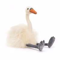 Jellycat Stor Svan med Fluffig Päls