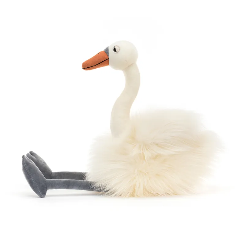 Jellycat Stor Svan med Fluffig Päls