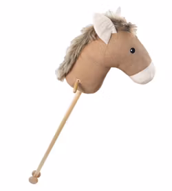 Stickad Käpphäst med Handtag och Hjul Brun - Henry Beige