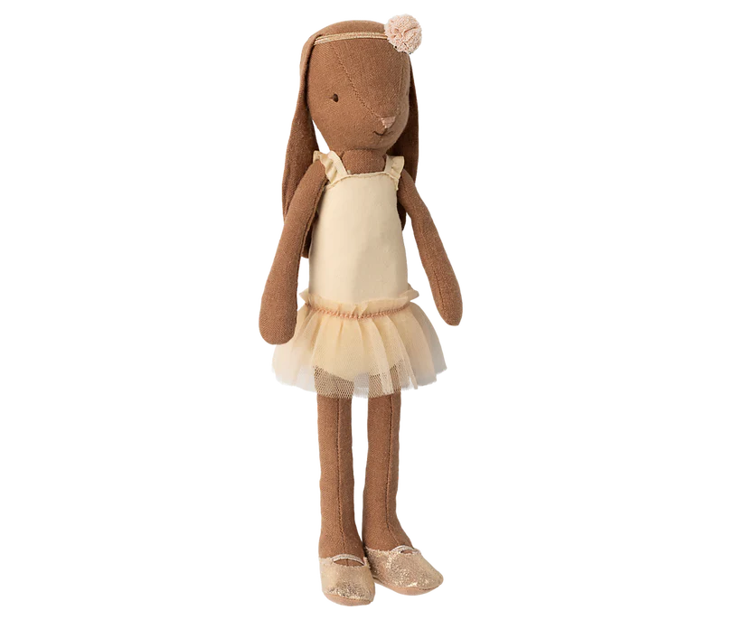 Maileg Brun Kanin Storlek 2 - Bunny Ballerina Cream Vit med Ballerinakjol Skor och Hårband