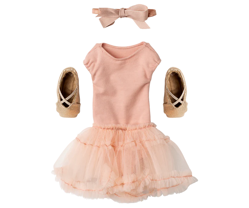 Maileg Brun Kanin Storlek 3 - Bunny Ballerina Rose Rosa med Ballerinakjol och Hårband