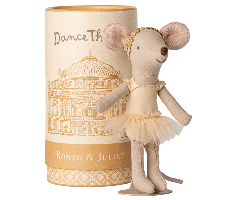 Maileg Storasyster Dansmus Ballerina i Ask med Ställ- Romeo & Julia Maileg A/W -25