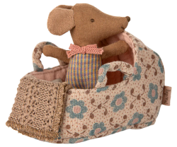 Maileg Blommig Carrycot till Baby Möss Rosa - Maileg A/W -25