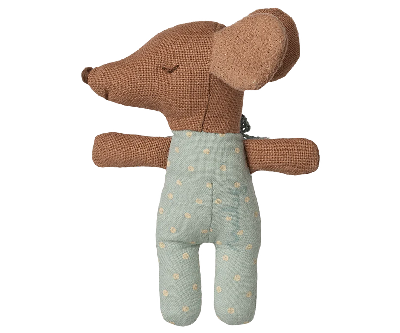 Maileg Brun Baby Mus i Ask Pojke - Gul Blommig Bäddning - Maileg A/W -25