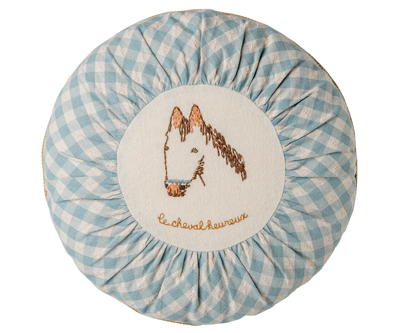 Maileg Rund Kudde Ponny Rutig Blå