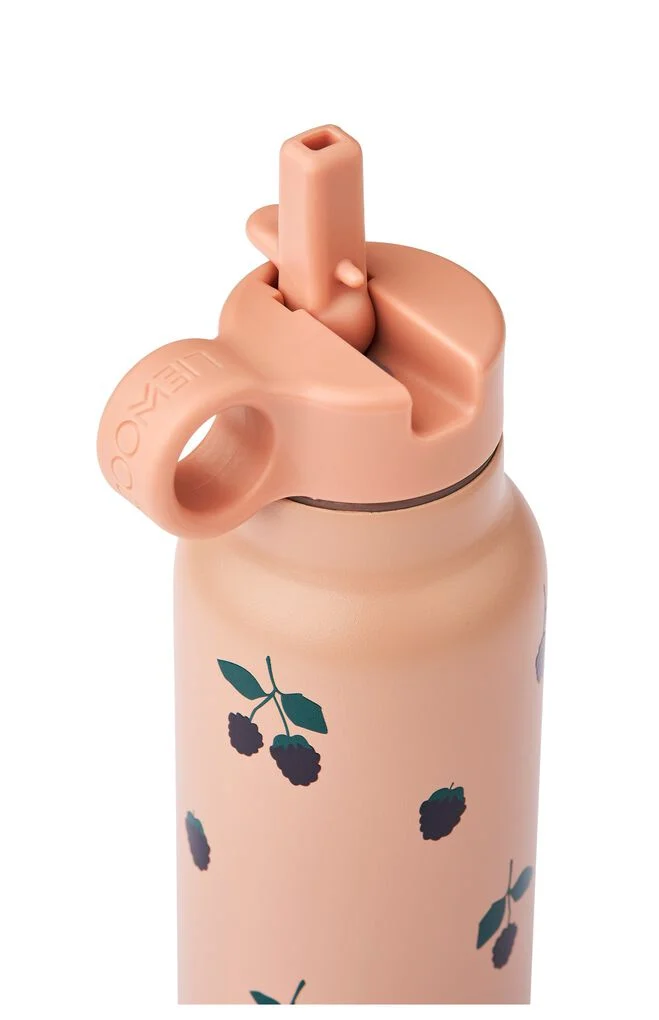Liewood Flaska i Stål med Sugrör - Falk Water Bottle 350 ml Berry Pale Tuscany