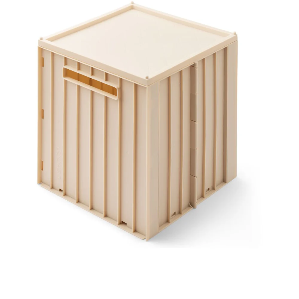 Liewood Förvaringslåda med Lock Beige - Elijah Storage Box Hopfällbar Leksaksförvaring Sandy