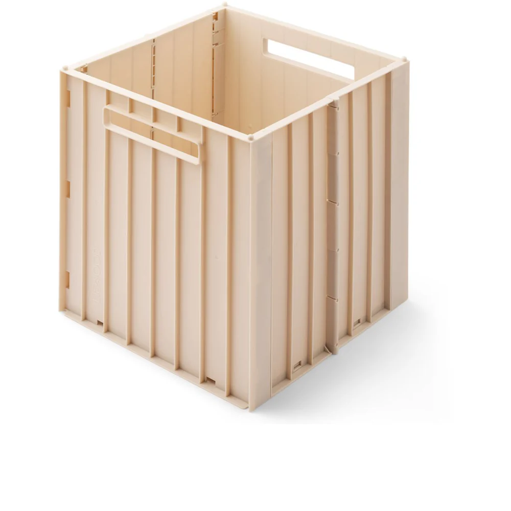 Liewood Förvaringslåda med Lock Beige - Elijah Storage Box Hopfällbar Leksaksförvaring Sandy