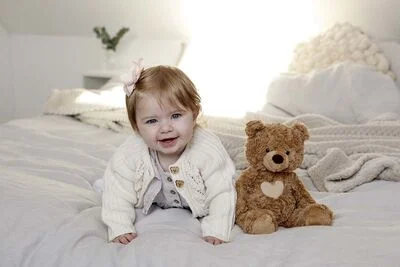 Teddykompaniet Mjuk Teddybjörn med Hjärta - Brun Nalle Björn Teddy Cream