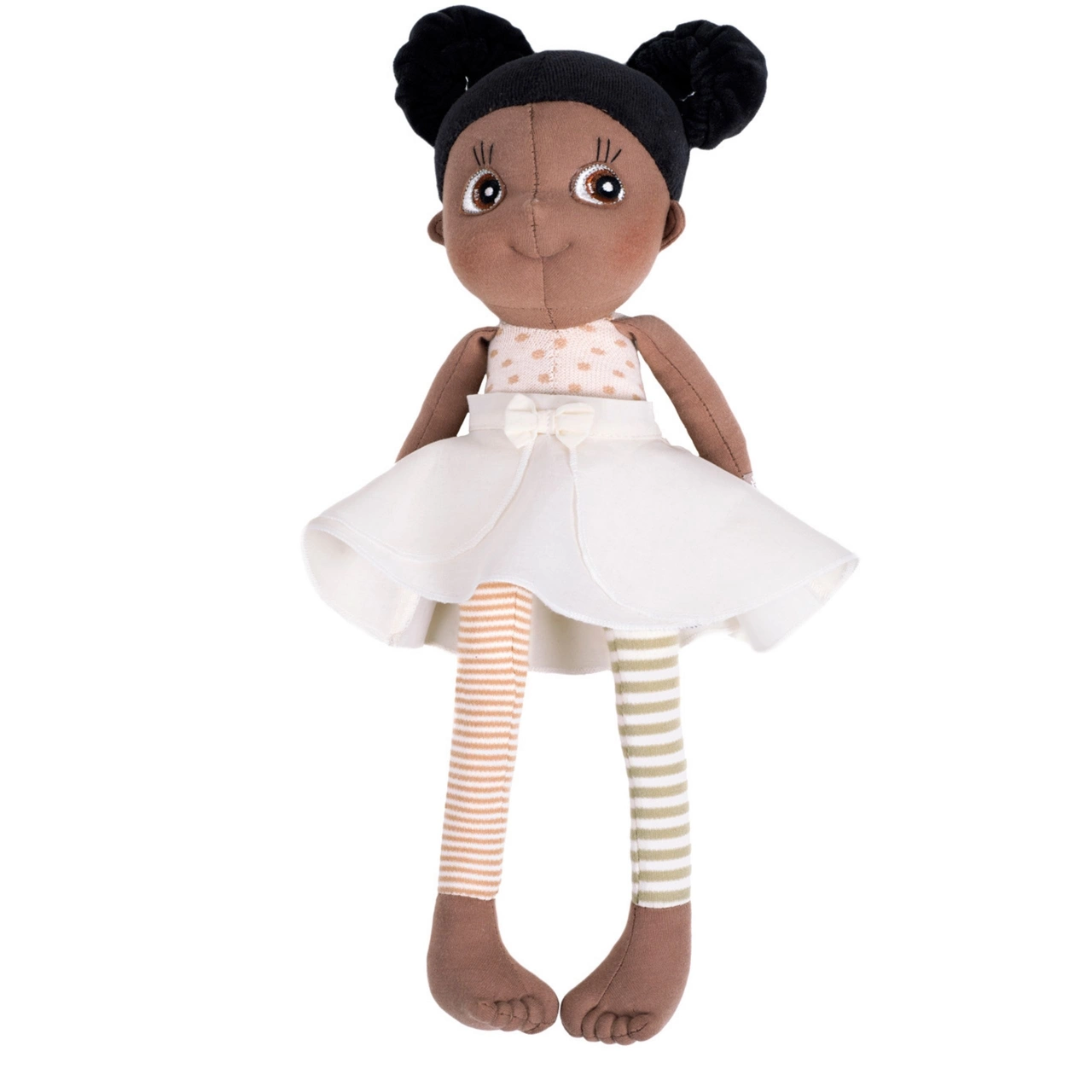 Ecobuds Rubens Barn Mjuk Docka - Poppy Brun Flicka med Tofsar och Kjol