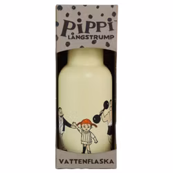 Vattenflaska i Stål med Sugrör Gul Pippi Långstrump Astrid Lindgren Rätt Start Pippi Cirkus