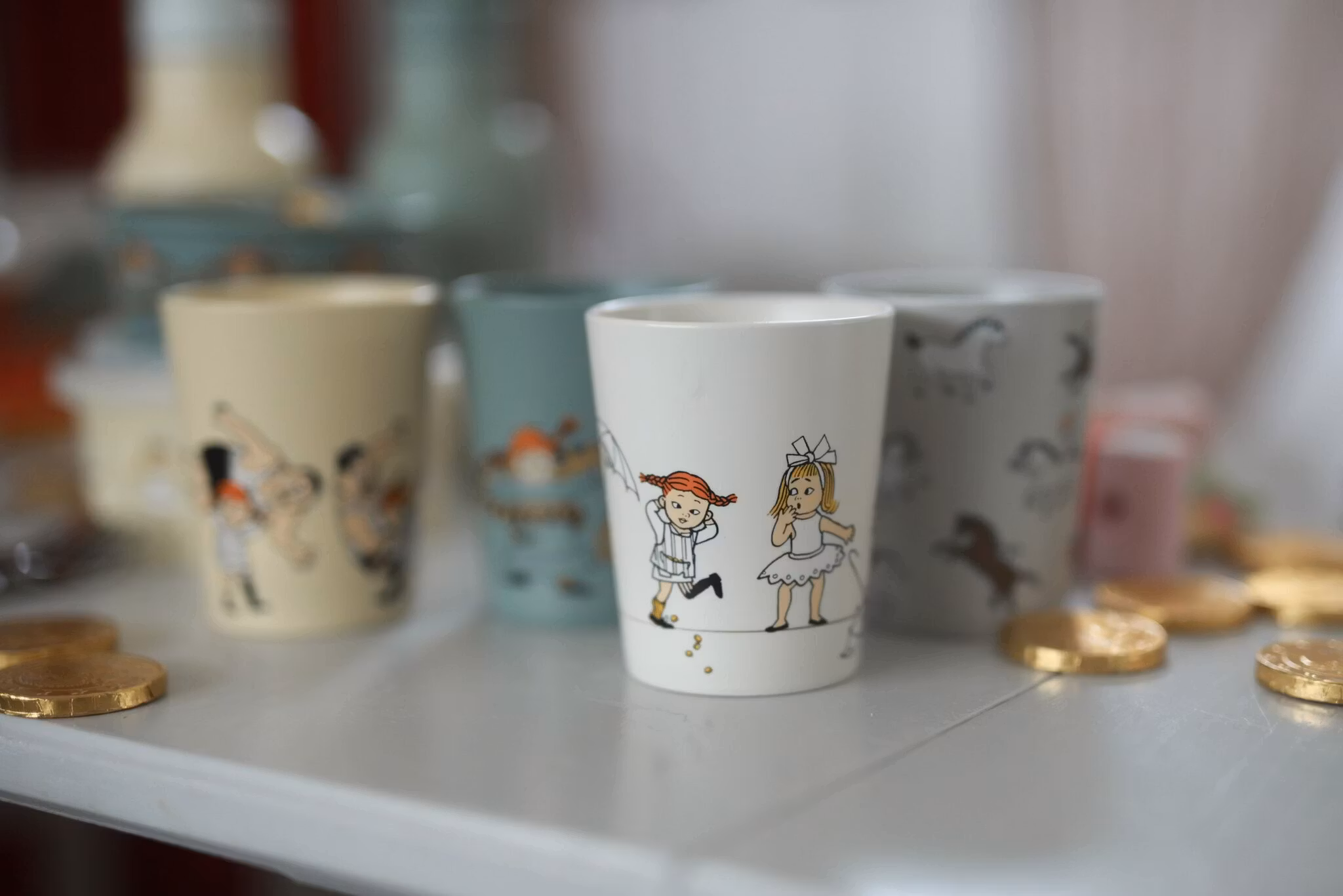 Tumbler Mugg Grå Pippi Långstrump Astrid Lindgren Rätt Start Pippi Cirkus Barnmugg