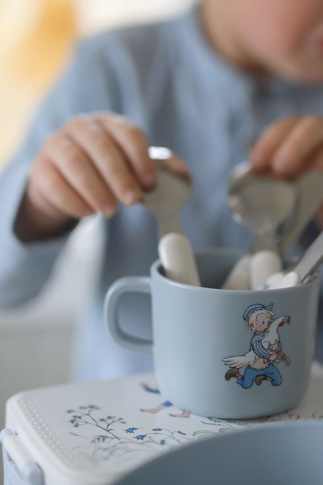 Mugg med Öra Emil i Lönneberga Blå Astrid Lindgren Rätt Start Barnmugg