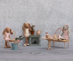 Maileg Brun Kanin Storlek 1 - Bunny Ballerina Rose Rosa med Ballerinakjol och Hårband