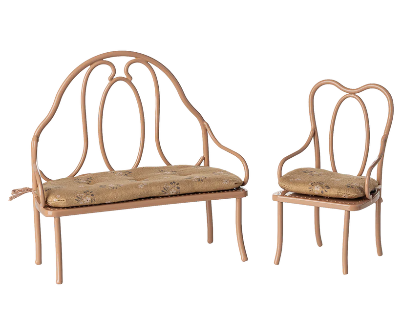 Maileg Vintage Stol med Sittdyna till Kanin Puderrosa - Dark Powder Mini Maileg A/W-25