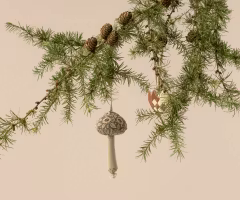 Maileg Hänge i Tyg Grå Svamp Blommig - Mushroom Ornament Winter Flower Green