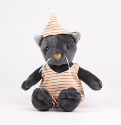 Mjukisdjur Grå Katt med Randiga Byxor och Mössa - Egmont Toys Malo Katt Mörkgrå