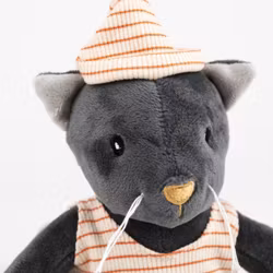 Mjukisdjur Grå Katt med Randiga Byxor och Mössa - Egmont Toys Malo Katt Mörkgrå