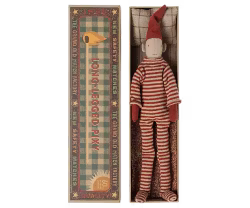 Maileg Pixy i Ask med Långa Ben och Magneter i Händerna - Long Legged Randig Tomte