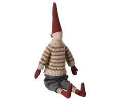 Maileg Pixy Tomte Storlek 3 med Stickad Randig Tröja och Luva