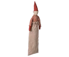 Maileg Pixy Med Långa Ben och Magneter i Händerna - Long Legged Randig Tomte i Tygpåse Large