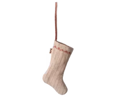 Maileg Julstrumpa till Dockskåpet - Randig Beige Stocking Ornament Stripe Sand