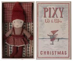 Maileg Tomtenisse Flicka i Bäddad Ask - Pixy Elfie in Matchbox