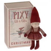 Maileg Tomtenisse Flicka i Bäddad Ask - Pixy Elfie in Matchbox