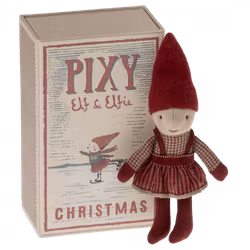 Maileg Tomtenisse Flicka i Bäddad Ask - Pixy Elfie in Matchbox
