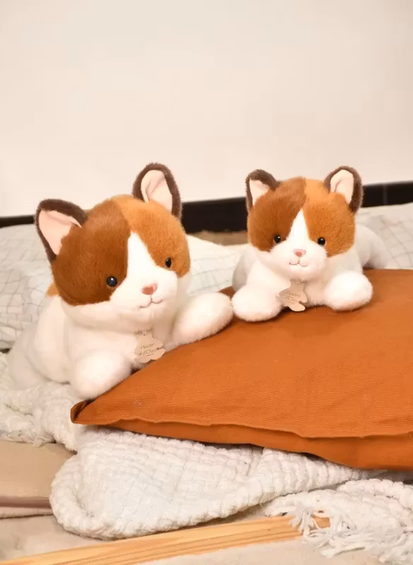 Mjukisdjur Katt Trefärgad Brun Svart Vit - Les P'tits Relax Doudou et Compagnie