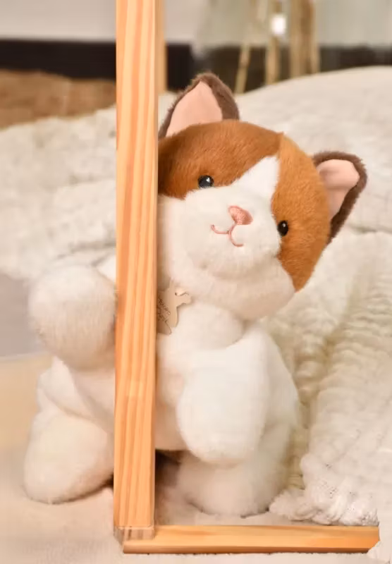 Mjukisdjur Katt Trefärgad Brun Svart Vit - Les P'tits Relax Doudou et Compagnie