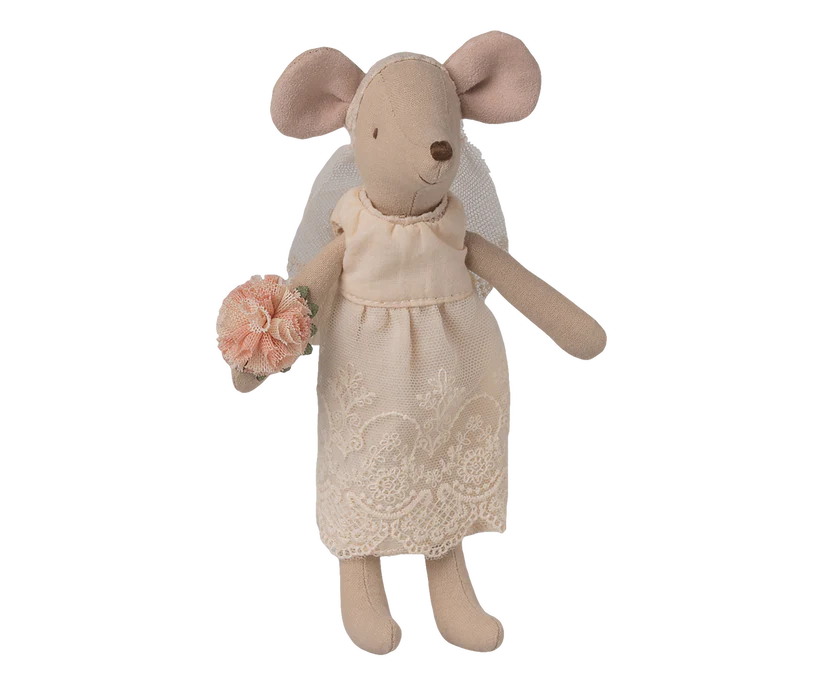 Maileg Kläder till Mamma Mus - Brudklänning med Slöja och Brudbukett - Maileg S/S-26