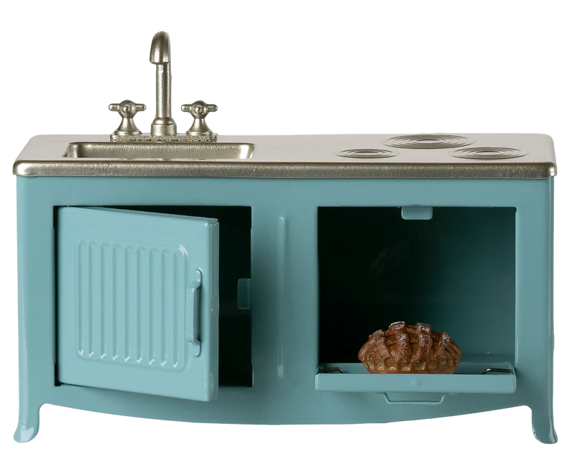 Maileg Kök till Mus med Bröd - Ugn Spis Diskho Blått - Maileg S/S-26