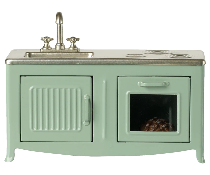 Maileg Kök till Mus med Bröd - Ugn Spis Diskho Ljusgrönt - Maileg S/S-26