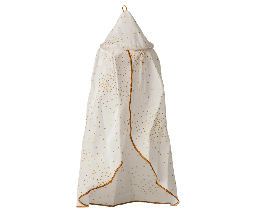 Maileg Sänghimmel till Dockskåpet Vit med Guldiga Prickar - Maileg S/S-26