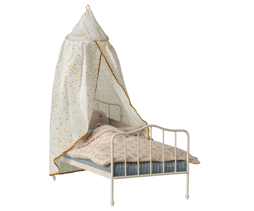 Maileg Sänghimmel till Dockskåpet Vit med Guldiga Prickar - Maileg S/S-26