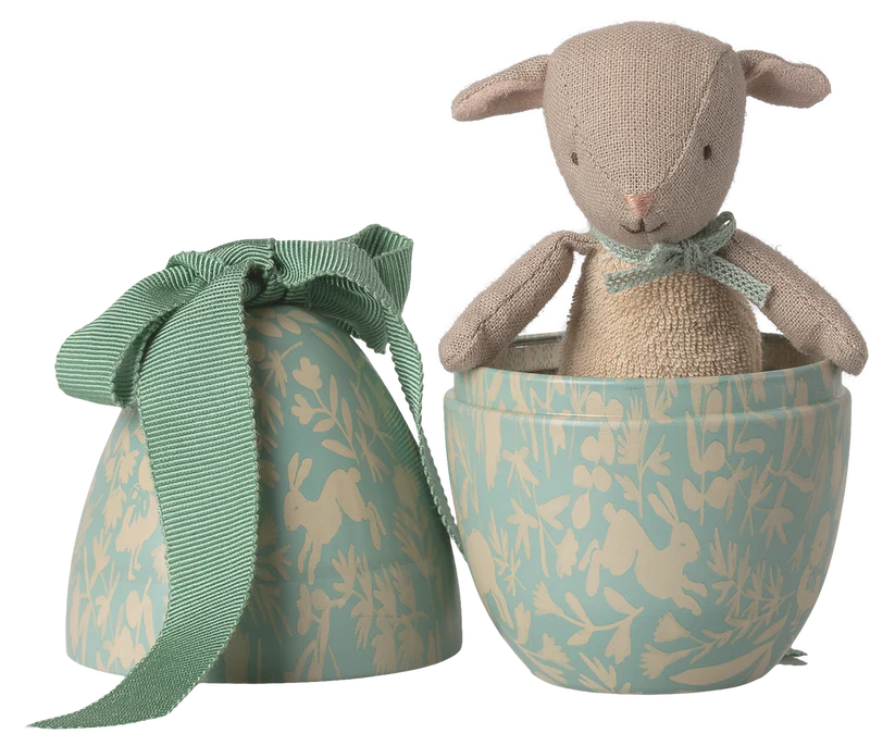 Maileg Blått Påskägg i Metall med Sött Lamm inuti - Small Maileg S/S-26