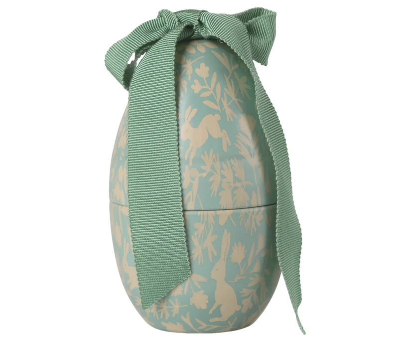Maileg Litet Påskägg i Metall med Rosett Blå - Dusty Mint Small Maileg S/S-26