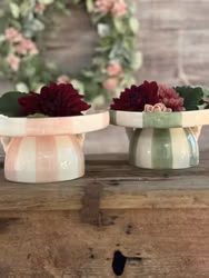 Tivoli Fat på Fot Randigt Grönt & Vitt - Mitt & Ditt S/S-26 Tårtfat