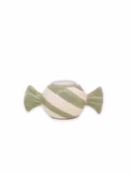 Ljuslykta Randig Karamell Grön & Vit - Mitt & Ditt S/S-26 Tivoli Godis för Värmeljus