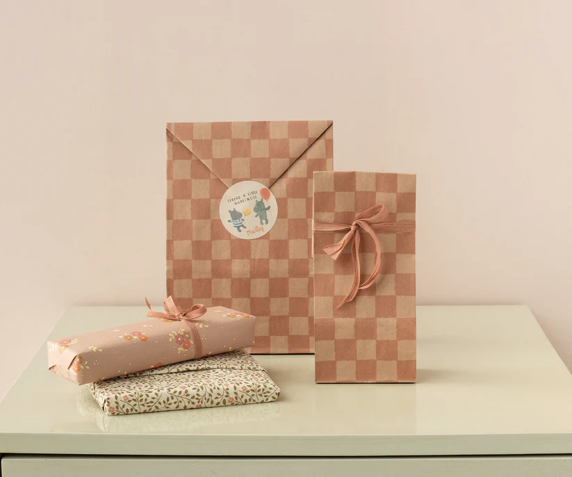 Maileg Presentpåse Rutig Rosa - Checker Powder / Vintage Rose - Maileg S/S-26
