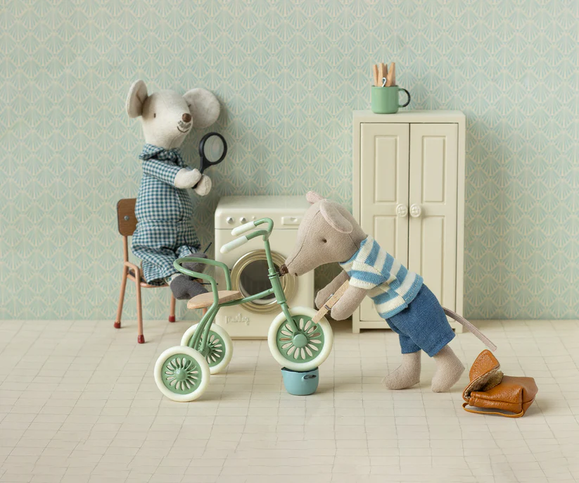 Maileg Cykel Trehjuling Till Mus Grön med Magneter i Handtaget