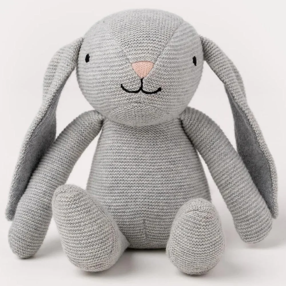 Mjukisdjur Stickad Gosig Kanin - Teddykompaniet Kanin Grå