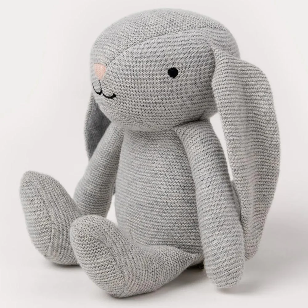 Mjukisdjur Stickad Gosig Kanin - Teddykompaniet Kanin Grå