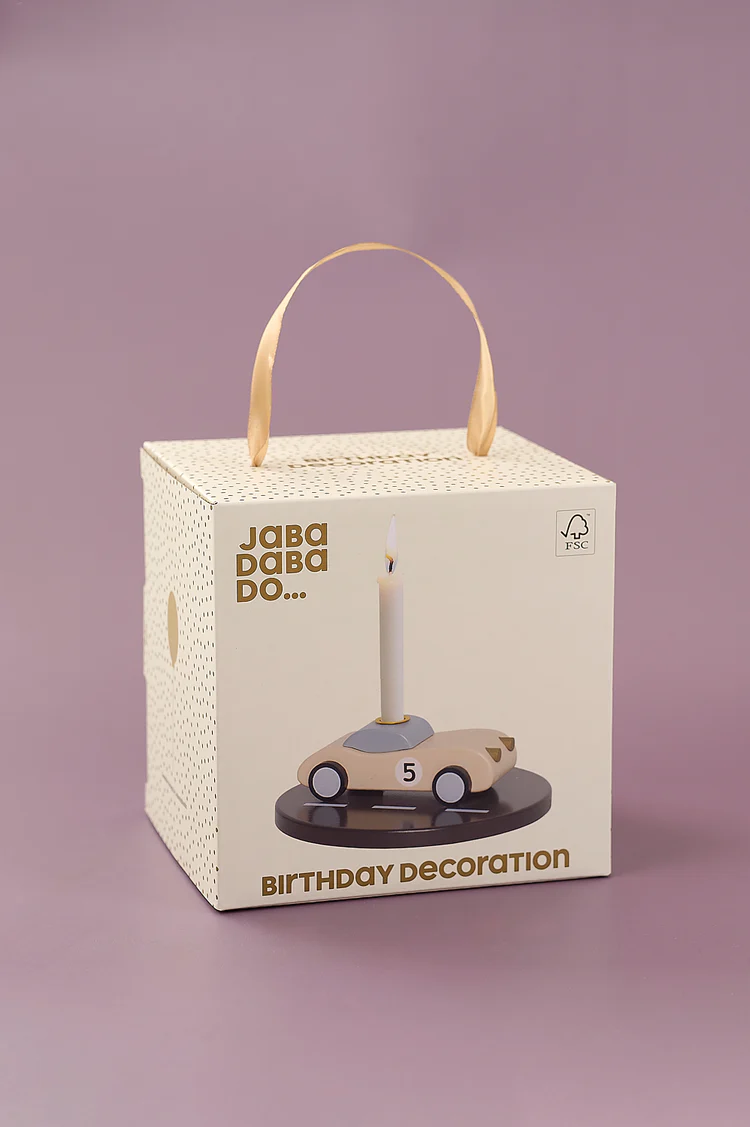 Ljusstake Bil Födelsedagståg - Jabadabado Dekoration Födelsedag i Trä Vit Sportbil
