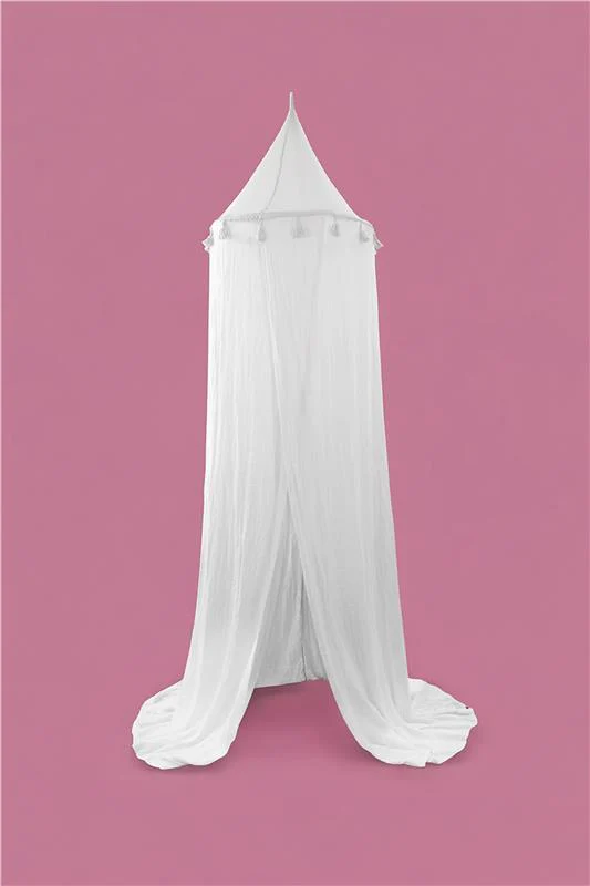 Jabadabado Sänghimmel med Tofsar Vit - Dekoration till Barnrummet